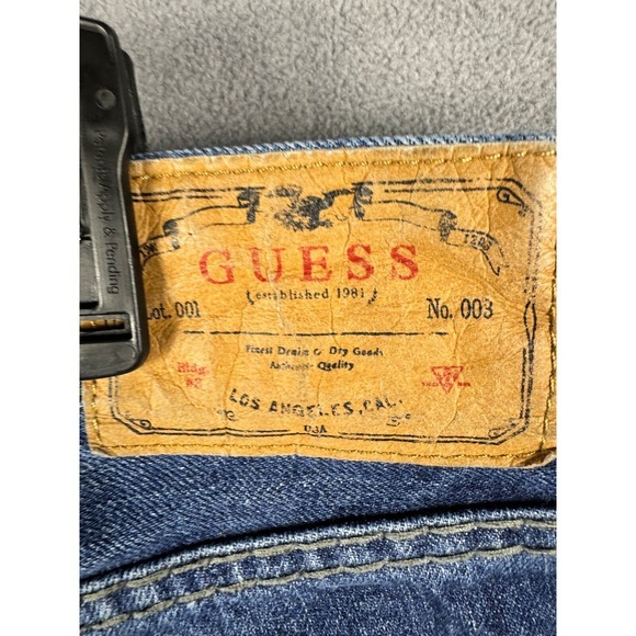 Guess Mens Jeans 32x34 Blue Falcon‎ Bootcut Low Rise Distressed Dark Wash Denim - Picture 8 of 16
